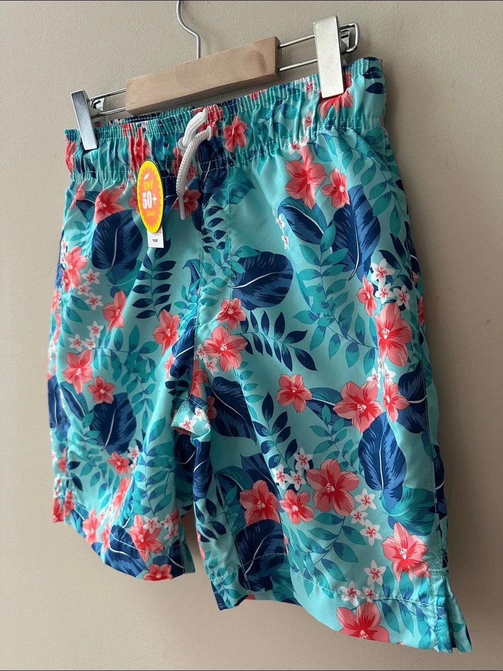 NWT The Children's Place Sport Boys Floral Swim Shorts with Coral Flowers